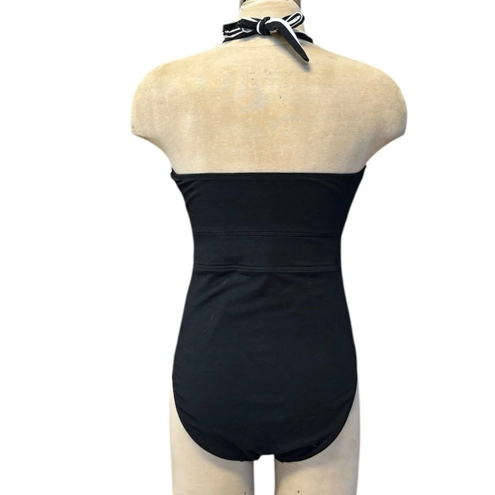 Newport News Vintage Swimsuit Black White Stripes One Piece 10 New